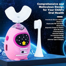 Kids U Shaped Electric Toothbrush with Music, 3 Modes, Voice Teaching, Mouthpiece Cleaning, Soft Bristle, Type-C Charging, Ages 3-12 Boys & Girls (Power Pink) by TinyTreasures Baby Boutique