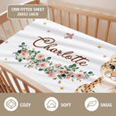 Custom Name Crib Bedding Set - Leopard Theme, Personalized Yellow Flower Nursery Bedding 3-Piece Set– Soft Blanket, Fitted Sheet, Changing Pad Cover – for Newborns Girls Nursery Gifts by TinyTreasures Baby Boutique