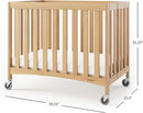 Foundations Compact Travel Sleeper Folding Hotel Crib and Sheet Bundle - Includes Wooden Mini Crib with 2" Foam Mattress (Natural) and 6-Pack White Fitted Compact Sheets by TinyTreasures Baby Boutique