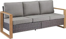 Outdoor Couch Wicker Patio Sofa, Rattan Patio Furniture Sofa with Sturdy Frame,All-Weather PE Wicker,Wide Armrest,Deep Seating and Thick Cushions for Deck Porch Garden(Brown/Grey) by CozyNest Decor
