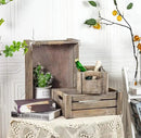 TIMRIS Set of 3 Rustic Wood Nesting Crates, Farmhouse Wooden Storage Container Boxes with Cutout Handles, Decorative Wooden Baskets for Display (Rustic Gray) by CozyNest Decor