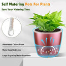 Self Watering Pots for Indoor Plants, 4-Pack 6.7'' Self Watering Planter with Drainage Holes, Small African Violet Pots with Water Indicator, Clear Wick Orchid Pot, Rose Gold by CozyNest Decor