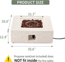 COSIEST Outdoor Propane Fire Pit Coffee Table w Square Faux Stone 35-inch Base, 50,000 BTU Stainless Steel Burner, Free Lava Rocks and Rain Cover by GreenHaven Gardens