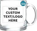 Custom Libbey Clear Glass Coffee Mugs 13 oz. Set of 100, Personalized Bulk Pack - Perfect for Coffee, Tea, Espresso, Hot Cocoa, Other Beverages - Clear Bottom by TinyTreasures Baby Boutique