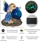 Fairy Garden Statue ，Solar Garden Decor ，Fairy Statue Outdoor with Glass Ball ，Waterproof Outdoor Decor，Suitable for Yard, Lawn ，Ideal for Holiday Giving（Blue） by CozyNest Decor
