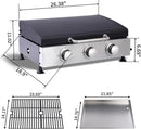 3-Burner Propane Gas BBQ Grill with SS Plancha, 28,650 BTU Output, Wire Enamel Cooking Grids, Heavy-Duty Stainless Steel Grill by GreenHaven Gardens