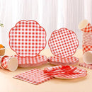 175 Pcs Red Gingham Plates and Napkins Party Supplies - Red and White Checkered Plates Sets Serve 25 Guests - Scalloped Gingham Paper Plate for Birthday Picnic BBQ Christmas Party Decorations by CozyNest Decor
