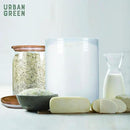 Urban Green Glass Jars with Airtight Lids, Airtight Glass Canisters set, Large Food Storage Containers with Wood Lids, 2 Pack of 100oz， Dry Food Pantry Jars, Flour Containers by CozyNest Decor
