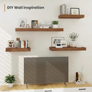 Heimlove 12" Deep Floating Shelves, 36 x 12 Inch Wall Mounted Long Floating Shelf with Invisible Brackets, for Home Decor, Bedroom, Kitchen, Living Room, Bathroom - 2 Pack, Walnut by CozyNest Decor