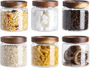 Kanwone Glass Storage Jars Set of 6, 17 Ounce Airtight Food Storage Containers with Bamboo lids, Clear Glass Canisters for Pantry, kitchen, Flour, Sugar, Tea, Coffee, Snack, Spice and Herbs by CozyNest Decor