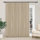 Macochico 120”Wx102”L 100% Blackout Linen Curtains Pinch Pleated Thermal Panels for Sliding Door Bedroom Living Room Farmhouse Shabby Chic Sand Beige Burlap Curtains with Tieback 1 Panel by CozyNest Decor