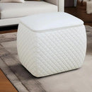 Ottoman Rectangular Storage Ottoman Bench, Faux Leather Footrest, Stool Footstool for Living Room, Bedroom, Entryway, White, 19.5"x15.5"x18" by CozyNest Decor