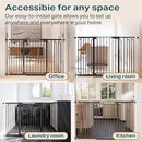 Cumbor 36" Extra Tall Baby Gate for Stairs, 29.7-57" Extra Wide Dog Gate for Doorways Hallways, Pressure Mounted Child Gate for Wide Opening, Auto Close Personal Safety for Babies and Pets, Black by TinyTreasures Baby Boutique