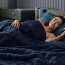 Pawque Super Soft Cozy Throw Blanket Twin Size for Couch Bed, Fluffy Sherpa Fleece Reversible Thick Warm Fuzzy Blanket for All-Season, 3D Checkered Jacquard Decorative Blankets, Navy Blue, 60" x 80" by CozyNest Decor