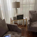 Gold End Table, Rectangle Side Table with Mirrored Top, Modern Metal End Table, Small Narrow Side Table for Living Room, Balcony, 22" L x 12.4" W x 24" D by CozyNest Decor