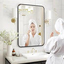 Fabuday Black Wall Mirror for Bathroom Over Sink - 20x30 Matte Metal Framed Rectangle Mirror, Rounded Rectangular Vanity Mirrors for Living Room, Bedroom, Entryway, Hallway, Horizontally/Vertically by CozyNest Decor