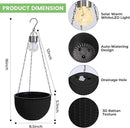 Hanging Baskets for Plants Outdoor - 2 Pack Black Plastic Solar Flower Pots with Drainage Holes & Removable Saucer, Self-Watering Hanging Planters for Garden, Porch, Balcony, Patio by CozyNest Decor
