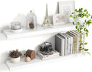 36 Inch Floating Shelves, 8 Inch Deep Floating Shelves for Wall, Hanging Shelf with Invisible Brackets, Deep Shelves for Bathroom, Bedroom, Living Room, White, Set of 2 by CozyNest Decor