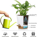 5 Pack 5 inch Self-Watering Pots, African Violets Planter with Drainage Holes and Reservoir, White Brown Plastic Planter for Indoor Outdoor Plants Flowers and Houseplants White Brown, 5 inch 5 pcs by GreenHaven Gardens
