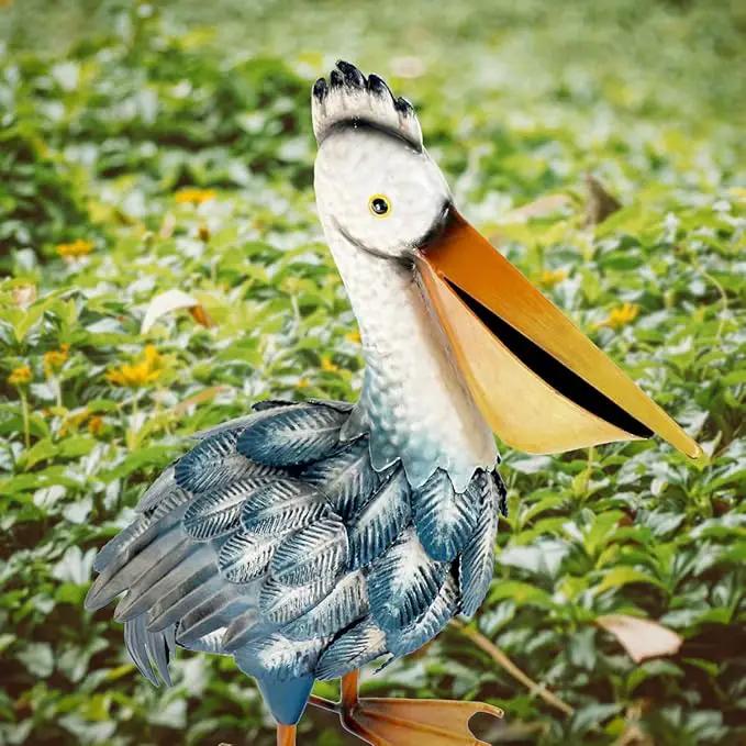Kircust Pelican Statues, Garden Outdoor Decor Yard Art, Coastal Ocean Metal Bird Sculpture Ornament for Backyard Porch Patio Pond Decorations, photo 9 of 9