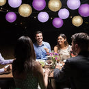 Paper Lanterns Decorative, Purple Lavender Gold Hanging Round Chinese Lanterns with Lights for Graduation Bachelorette Theme Birthday Party 12 LED Light Pack of 12 by CozyNest Decor
