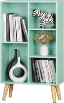 LEYAOYAO 5 Cube Bookshelf 3-Tier Bookcase with Legs,Mint Green Kids Book Shelf Cute Storage Organizer,Free Standing Open Toy Shelves Wood Bookshelves,Display Bookcases for Bedroom,Living Room,Nursery by CozyNest Decor