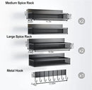 Magnetic Spice Rack for Refrigerator, 5 Pack Magnetic Shelf, Moveable Magnetic Fridge Organizer with 8-Hook Rack, Seasoning Organizer for Kitchen Organization and Storage (5 Pack) by CozyNest Decor