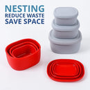 BLUE GINKGO Nesting Silicone Containers - Set of 3 Hard-Shell Silicone Food Storage Containers | BPA Free, Airtight, Dishwasher and Freezer Safe (6.7oz, 10oz, 20oz) - Red by TinyTreasures Baby Boutique