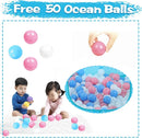 Baby Ball Pit for Toddler with 50 Balls, Kids Pop Up Play Tent for Girls, Princess Toys for Children Indoor & Outdoor Playhouse with Carry Bag (Bule: Pink/White/Babyblue, 109x90cm/50 Balls) by TinyTreasures Baby Boutique