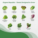 Organo Republic 22 Lettuce & Salad Greens Seeds Variety Pack 24,700+ Non-GMO Heirloom Lettuce Seeds for Indoor & Outdoor Garden, Hydroponics, Aerogarden - Arugula, Kale, Spinach, Swiss Chard, Lettuce by GreenHaven Gardens