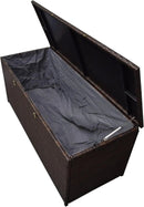 Oakland Living Brown Indoor and Outdoor Balcony Patio Deck Porch Pool 113 Gallon Wicker Storage Box Trunk Bin with Metal Frame by GreenHaven Gardens