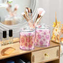 2 Pack Qtip Holder Organizer Dispenser Disco Balls Pink Bathroom Storage Canister Cotton Ball Holder Container for Cotton Pads/Swabs/Floss by CozyNest Decor