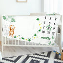Sleeping Bear Monthly Baby Milestone Blanket Bear Star Balloon Flannel Blanket Boy Newborn Infant Swaddle Growth Chart Baby with Frame for Boys Girls Nursery (Green) by TinyTreasures Baby Boutique