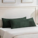 Fancy Homi Set of 2 Dark Green Boho Long Lumbar Body Decorative Throw Pillow Cover 14x36 Inch for Bed Couch Bedroom Bench, Soft Patchwork Corduroy Textured Pillow Case, Rustic Farmhouse Room Decor by CozyNest Decor