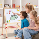 Foldable Kids Painting Easel Double Sided Chalkboard & Magnetic Whiteboard Wooden Art Easel Adjustable Height with Accessories Gift for Toddlers and Kids Ages 3-8 by TinyTreasures Baby Boutique