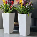 GreenShip 27" Tall Planters, Set of 2 – Black Outdoor Planter for Front Porch & Tall Plants, Weather-Resistant, with Drainage Hole & Rubber Plug (No Plants Included) (White-2pcs) by CozyNest Decor