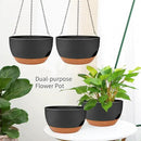 2 Pack Hanging Planters for Indoor Outdoor Plants, 12 Inch Self Watering Hanging Pot with Drainage Holes and Saucer, Plastic Plant Pots, Black Brown Flower Pots for Kitchen, Balcony, Garden by CozyNest Decor