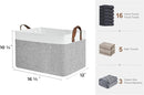 StorageWorks Storage Bins, Fabric Storage Bins for Shelves, Large Storage Baskets with Metal Frame, Closet Baskets and Bins with Handles, Gray and White, 2-Pack by TinyTreasures Baby Boutique