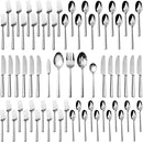 Alata Potter 65-Piece Forged Silverware Set, Service for 12 – Premium Stainless Steel Flatware Set, Modern Design with Satin Finish, Ideal for Home, Kitchen, Party, Camping by CozyNest Decor