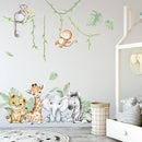 59.05x53.14 Inch Woodland Animals Wall Decals - Forest Animal Wall Decal with Elephant, Zebra, Monkey, Giraffe - Nursery Decor for Home, Baby Room, Boys & Girls Bedroom Art by TinyTreasures Baby Boutique