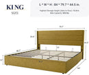 Allewie King Size Lift Up Storage Bed, Modern Wingback Headboard, Hydraulic Support, No Box Spring Needed, Olive Yellow by CozyNest Decor