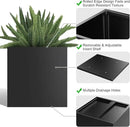 Tall Metal Cube Planter for Outdoor Plants 20" L x 20" W x 20" H, Heavy Duty Steel Rectangular Planter Box with Removable Insert Shelf, Modern Décor for Outside, Indoor, Garden (Black) by CozyNest Decor