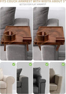 Sofa Arm Tray, Acacia Wood Couch Cup Holder, Portable Large Sofa Armrest Tray Anti-Spill Beverage Snack Remote Holder by CozyNest Decor