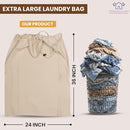 LFH Home Cotton Canvas Extra Large Laundry Bag with Handle, Heavy Duty Drawstring Closure Washable Laundry Bags School Travel, Home, Hotel, College Dorm, Organizer Sack, Toys Clothes 24x36-Natural by TinyTreasures Baby Boutique