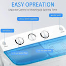 Portable Mini Twin Tub 18lbs Washing Machine With Drying Rack& 10 Hangers, 11lbs Washer & 7lbs Spinner, Small Laundry Washer with Time Control for Camping, Apartments, RV (18lbsBlue) by CozyNest Decor