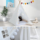 Teepee Tent for Kids with Padded Mat Cotton Canvas Kids Teepee with Pompom for Toddlers Indoor Play Tent for Girls Boys with Stars Lights, Carry Bag, Banner Flag (Snowman) by TinyTreasures Baby Boutique