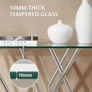 43.3" Glass Modern Console Table, Sturdy Silver Entryway Table with Stainless Steel Base, Rustic Entrance Table, Minimalist Narrow Tables for Living Room & Office by CozyNest Decor