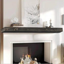 72x8x3 Fireplace Mantel - Handcrafted Hollow Rustic Solid Wood Wall Mounted Floating Shelf with Invisible Heavy Duty Wood Bracket (Weathered Black) by CozyNest Decor
