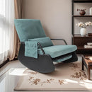 Rocking Chair for Nursery, Modern Upholstered Plush Seating Glider Recliner Chair with High Backrest and Side Pocket, Accent Armchair with Cushions for Living Room/Reading (Cyan Blue) by TinyTreasures Baby Boutique