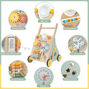 Wooden Baby Walker, Multiple Learning Activities Center Develops Motor Skills for Infant to Toddler, Push and Pull Walkers with Wheel for Boys Girls by TinyTreasures Baby Boutique